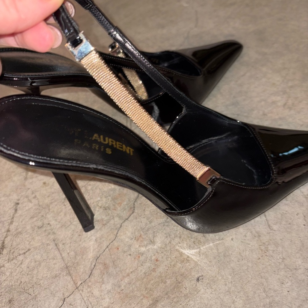 Saint Laurent Black Patent Leather Slingback Heels black 38,5 . 8,5 - Picture 6 of 13